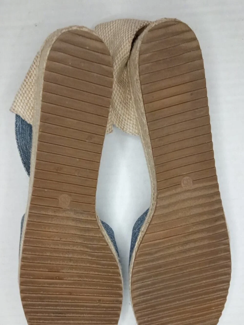 Anne Klein Zatia Denim Espadrille Wedge Sandals Blue Women's Size 8.5M